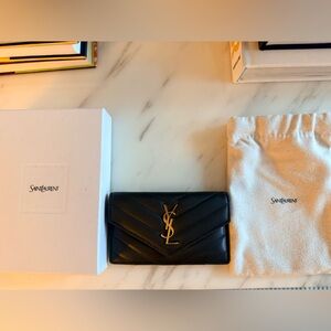 Saint Laurent Cassandra Matelasse Fragments Flap card case